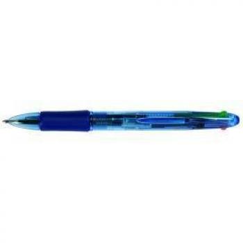 Q-Connect KF01938 Bolígrafo Retráctil 4 Colores (Azul, Negro, Rojo, Verde) con Sujeción de Caucho y Punta de 0.7 mm