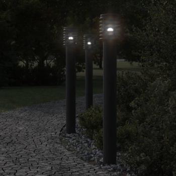 Lámpara de pie exterior 3 piezas negro 110 cm acero
