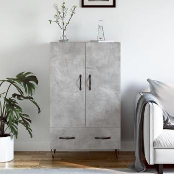 Aparador alto de madera de ingeniería 69,5x31x115 cm en color gris hormigón, mueble de almacenaje para salón, buffet y armario auxiliar