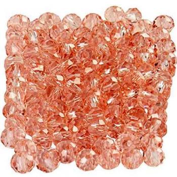 Perlas Facetadas de Cristal Rosa 3x4 mm, Diámetro Interior 0.8 mm, 100 Piezas