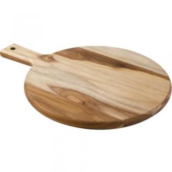 Tramontina Personalized Premium Teak Wood Round Chopping and Serving Board - 30cm Diameter with Ergonomic Handle