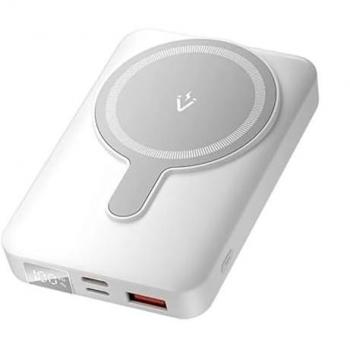 Batería Externa Inalámbrica Magnética Vention FHTW0 10000mAh - Carga Rápida 22.5W - Pantalla LED - USB-C/Lightning/USB-A - Color Blanco