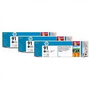 Tinta Original, 91 C9481A, 3 Cartuchos de Impresora Premium, Color Negro, 3 x 775 ML