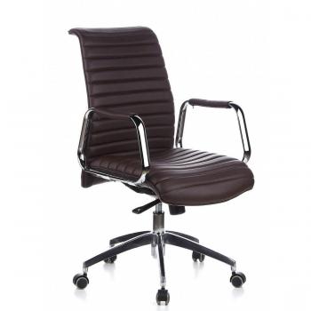 hjh OFFICE 600914 Silla de Oficina ASPERA 10 cuero marrón, Silla giratoria, Silla de respaldo bajo