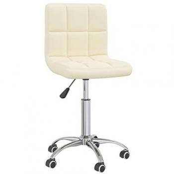 Silla giratoria de oficina en tela color crema