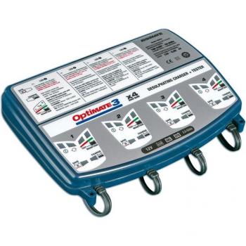 Cargador de baterías para moto Optimate 3 Quad TM-454, 4x 12V 0.8A, cargador inteligente de 7 etapas, ideal para baterías de 2 a 50 Ah