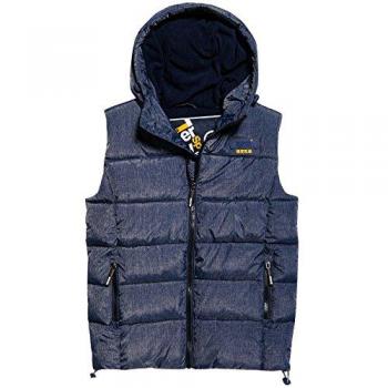 Superdry Sports Puffer Gilet, Chaleco Deportivo para Hombre, Azul
