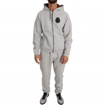 Billionaire Italian Couture Gray Cotton Sweater Pants Set Tracksuit - XXL