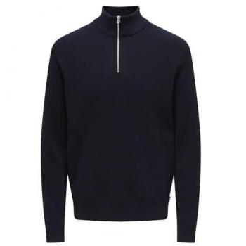 Sudadera de hombre Only & Sons Phil Regular Fit con media cremallera, color azul marino