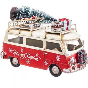 Figura de Navidad furgoneta de metal multicolor de 17x7x11 cm