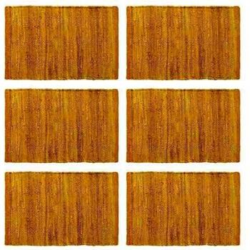 vidaXL 6x Manteles Individuales Tela Lavables Algodón Trenzado Diseño Estilo Chindi Original Conjunto Set Salvamanteles Mesa Comedor Cocina Beige