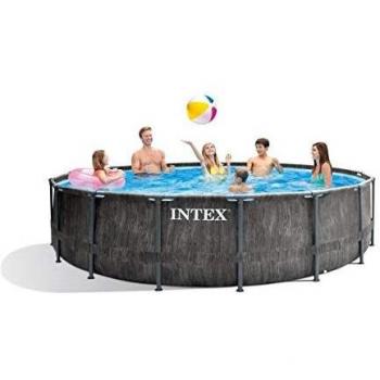Piscina Desmontable Prism Frame Greywood Intex 16805L Con Depuradora Gris Ø457x122 Cm