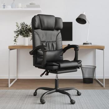 Silla de oficina reclinable de cuero sintético negro vidaXL