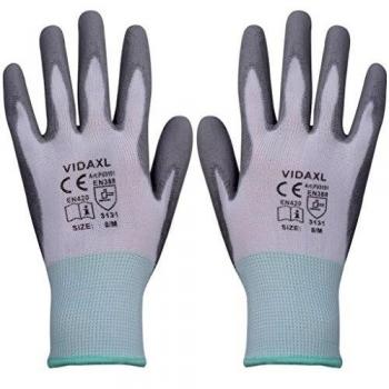 vidaXL 24x Pares de Guantes de Trabajo de Material PU Blanco y Negro Talla 8/M