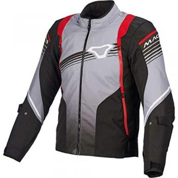 Chaqueta Textil de Moto Macna Charger - Negro, Gris y Rojo (XL)
