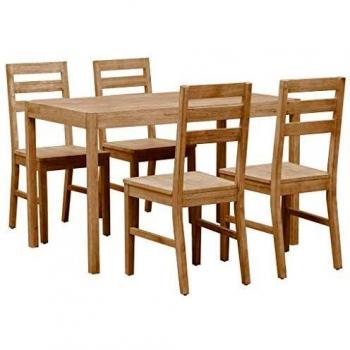 vidaXL Madera Maciza de Acacia Conjunto Comedor 5 Piezas Mobiliario Hogar Casa