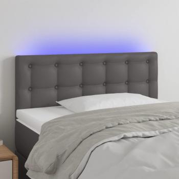 Cabecero LED gris 80x5x78/88 cm en cuero sintético
