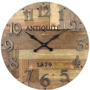 Reloj de Madera Antiguo Redondo Viejo Aubry Gaspard