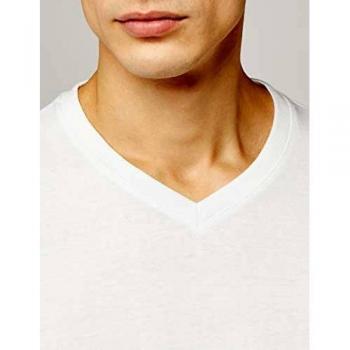 Lower East Camiseta de manga larga con cuello de pico, pack de 5, Blanco, XL