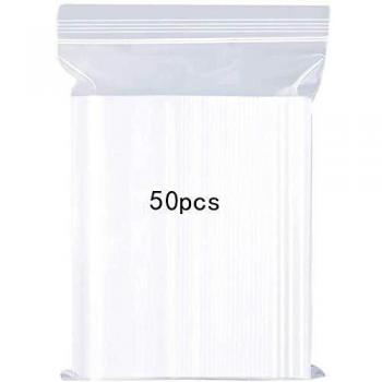 YOFADCI Bolsas de plástico transparentes que se pueden volver a sellar, bolsa de cierre de cremallera reutilizable fuerte, engrosamiento y duradero, prensa para cerrar, 25x35cm 50PCS Grande