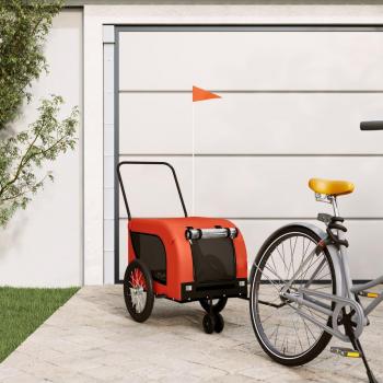 vidaXL Pet Bike Trailer - Orange and Black, Oxford Fabric, Iron Frame