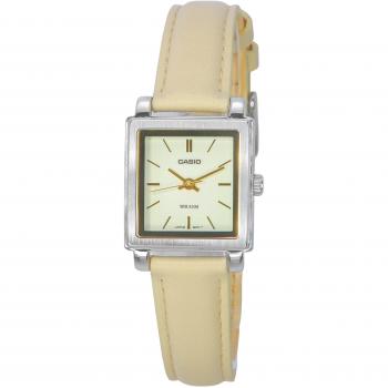 Casio Standard Beige Dial Quartz Women's Watch with Leather Strap LTP-E176L-5A