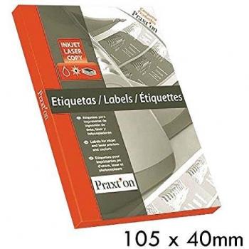 Etiquetas Impresora PRAXTON 105 x 40 mm. 1400u, Caja x100 Hojas