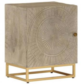 Mesita de noche 40x30x50 cm Madera maciza de mango y hierro