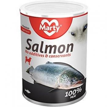 MARTY Alimento Húmedo para Perros - Comida Perros Alimento Humedo Sin Colorantes Sin Conservantes Natural Proteína Lata Perro Salmón 400 g