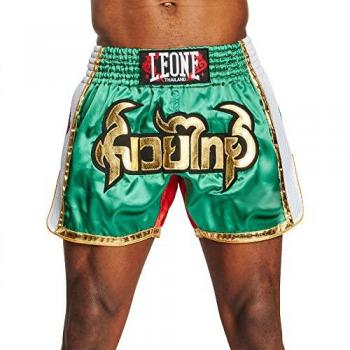 Pantalón corto de muay thai SIAM AB875, tricolor verde, blanco y rojo, talla M