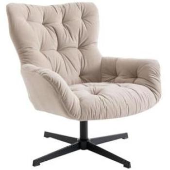 Sillón giratorio de tela beige Ophelie