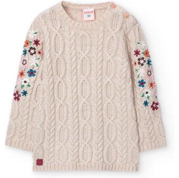 Vestido de bebé niña tricotosa trenzado con bordado de flores Boboli