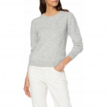 Selected Femme NOS Slfsia LS Knit O-Neck Noos suéter, Gris Light Grey Melange, X-Small para Mujer