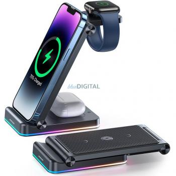 Cargador Inalámbrico Joyroom 3 en 1 JR-WQN01 para teléfono, smartwatch y TWS auriculares (hasta 15W) color negro