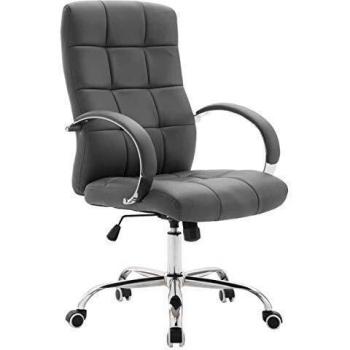 CLP Silla de Oficina Mikos en Cuero Sintético I Silla Ejecutiva Regulable en Altura I Silla de Escritorio con Ruedas, Color:Gris