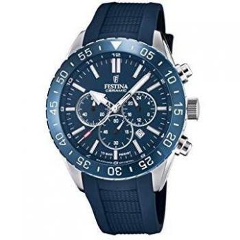 Reloj Festina Ceramic F20515/1 de Hombre con Esfera Azul y Correa de Caucho Azul