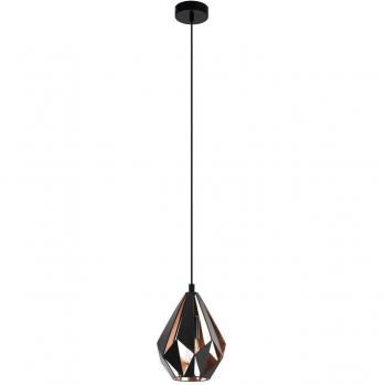Lámpara Colgante Vintage Eglo Carlton 1 Negro 1 Bombilla E27 20,5cm