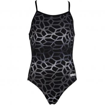 ARENA Bañador para niña de policarbonato II, Niñas, Disfraz de natación para niña, diseño de policarbonato, Color Negro y Gris, 6-7 Pulgadas, 2A540/55/6-7, Negro/Gris, 6-7-Inch