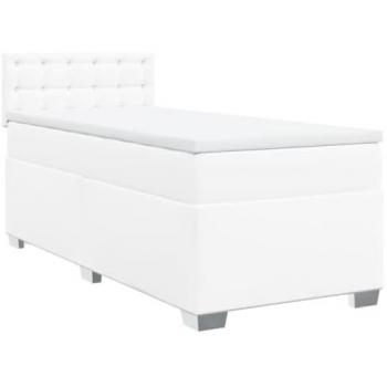 Cama box spring con colchón de cuero sintético blanco 80x200 cm Vidaxl