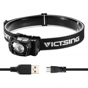 VicTsing Linterna Frontal LED, Frontal LED USB Recargable Lámpara de Cabeza IPX6 Impermeable,6 Modos de Luz,Sensor de Distancia,780mAh Batería Luz Frontal Para Deporte Nocturno Camping Pesca Ciclismo Carrera Caza