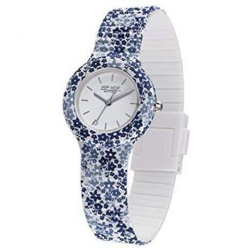 Reloj Hip Hop Mujer y Niña HWU0994 - Esfera Cuartz, Correa de Silicona Azul Impresa