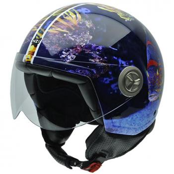 NZI 050267G702 Zeta Aquarium Casco de Moto, Multicolor, Talla 57