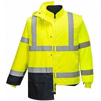 Chaqueta Ejecutiva 5 en 1 de Alta Visibilidad Oxford Weave 300D Clase 3 Amarillo / Marino L