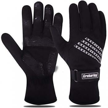 Grebarley Guantes de Ciclismo, Guantes de MTB Antideslizantes con Almohadilla Que Absorbe los Golpes, Guantes Cálidos de Invierno Impermeables y A Prueba de Viento