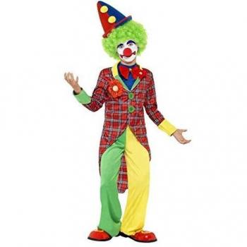Disfraz de Payaso a Cuadros para Niño con Chaqueta, Pantalones y Camisa Falsa