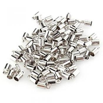 Ecloud Shop® 100 X Fornituras Terminales Tapanudos 8x4mm Tono Plata
