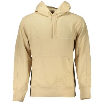Beige XL Brushed Cotton Hooded Sweatshirt for Men