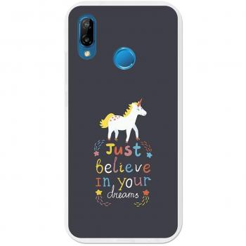 Funda Gel para Huawei P20 Lite, Carcasa TPU Flexible fabricada con la mejor Silicona, protege y se adapta a la perfección a tu Smartphone y con nuestro exclusivo diseño German Tech® - Just Believe in Your Dreams.