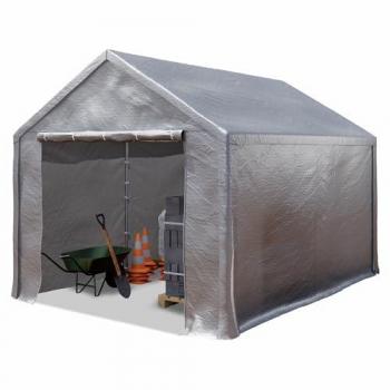 Carpa de Almacenamiento 3x4m Impermeable de Lona PE Gris - Toolport