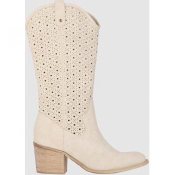 Botas Chika10 Lily 29 beige con cierre de cremallera y estilo campero